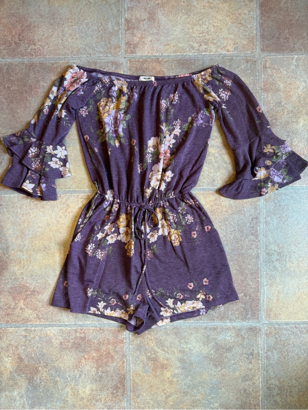 First Love Lavender Floral Off-Shoulder Romper